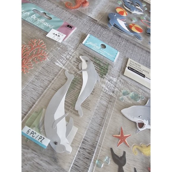 Sticker Lot Ocean Fish Sharks Dolphins Beach Scrapbooking 3D Stickers RARE #43 - Picture 10 of 10